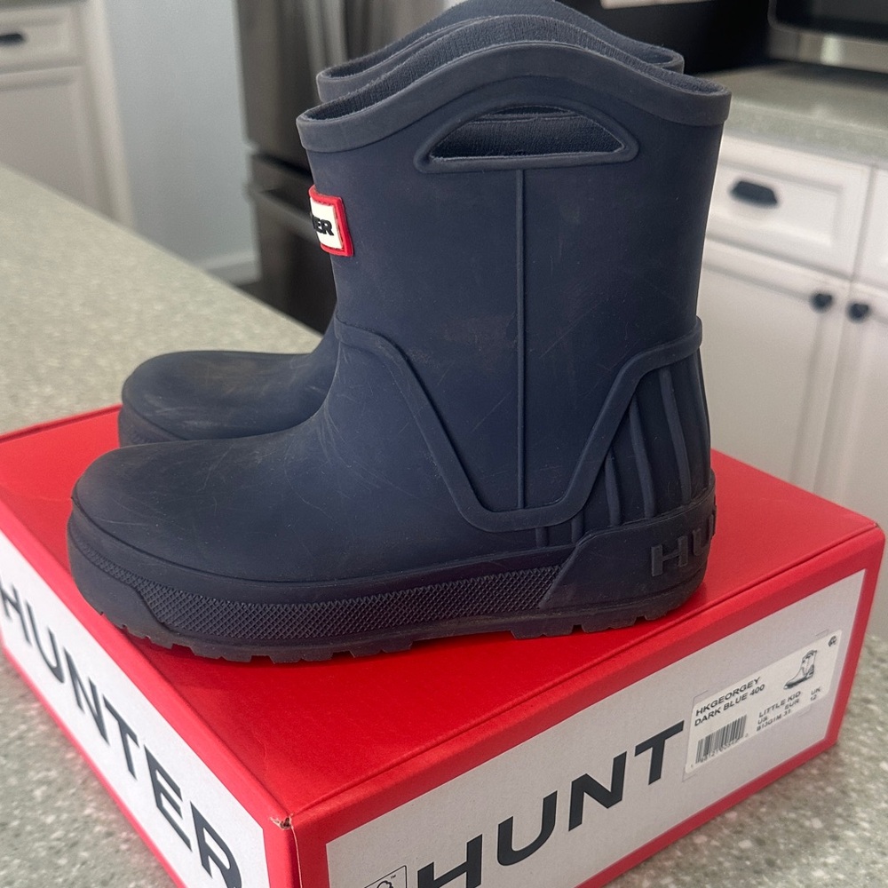 Hunter Kids Dark Blue Rain Boots